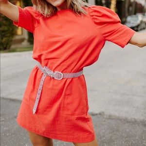 Vestique | Orange Dress with Pockets
